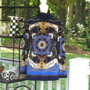 Susan Graver equestrian liquid knit long sleeve top shirt XS blouse stretch